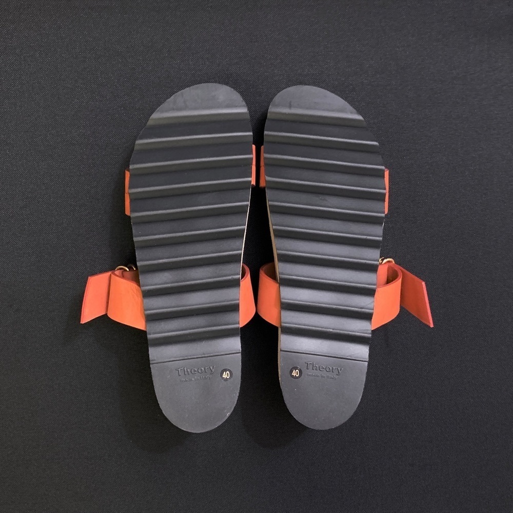 THEORY Genuine Leather Two Strap Slide Sandal w/ Buckle 10 US, … - Picture 9 of 11